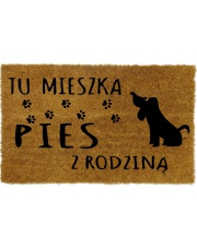 Wycieraczka kokosowa Tu mieszka pies z rodziną