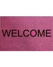 Różowa wycieraczka kokosowa z napisem - Welcome