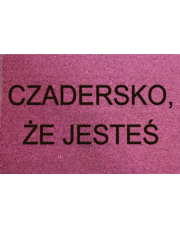 Różowa wycieraczka kokosowa z napisem 