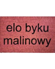 Różowa wycieraczka kokosowa z napisem Elo byku malinowy